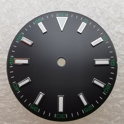 Cadran de montre 29 mm vert lumineux adapté au mouvement NH35 NH36, trotteuse verte