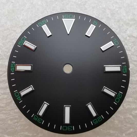 Cadran de montre 29 mm vert lumineux adapté au mouvement NH35 NH36, trotteuse verte