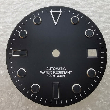 28.5mm SUB watch dial, no lume, compatible with NH35 movement in 40mm cases.