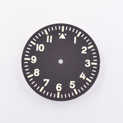 Green lume black watch dial for MYT 8205 8215 821A DG2813 movement, 35.50mm, precise fit by MYT.
