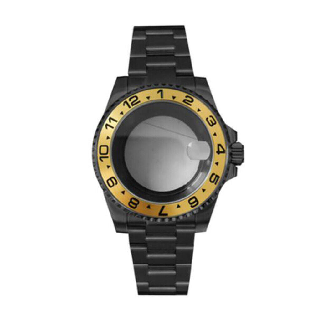 Boîtier et bracelet de montre Sub PVD noir 40 mm, verre saphir, étanche 5 ATM, pour NH35/NH36 