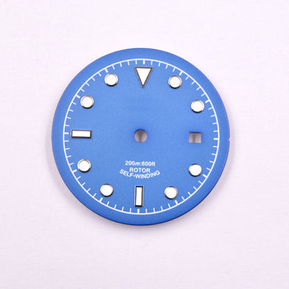 Green luminous 33.50mm watch dial for ETA2836 MYT 8215 movements, glow-in-the-dark.