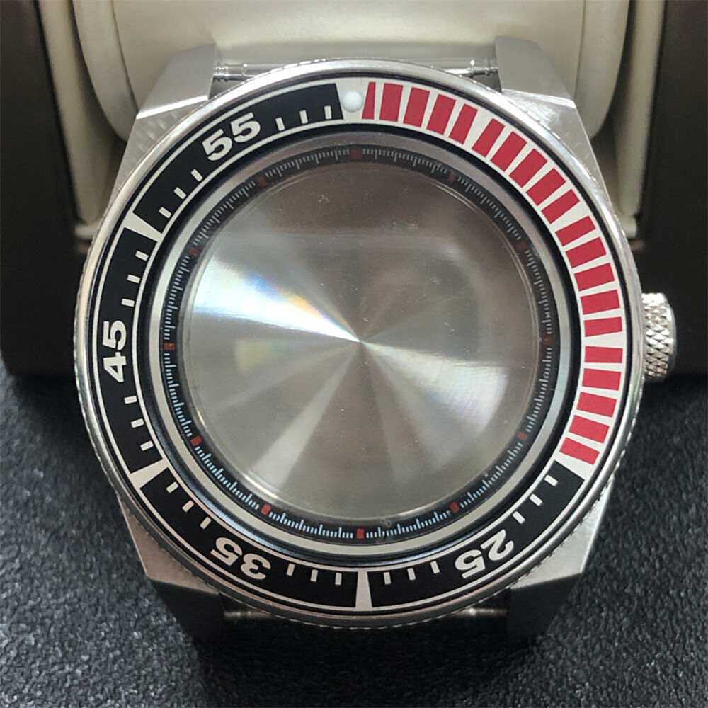 316L Stainless Steel Watch Case with Aluminum Ring for NH36/NH35, 43MM, Water-Resistant Design