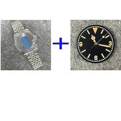 Caja de reloj de acero inoxidable con fondo transparente de 39mm + correa + esfera + manecillas para NH35/NH36