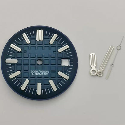 30MM green luminous watch dial with hands, for 8215 & 2813 movements, ideal for repair.