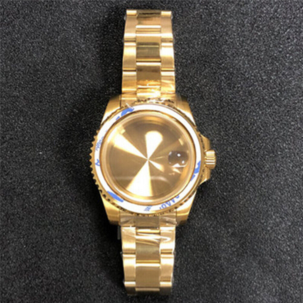 PVD coated watch case and strap with sapphire glass flat mirror, compatible with NH35/NH36 movements.