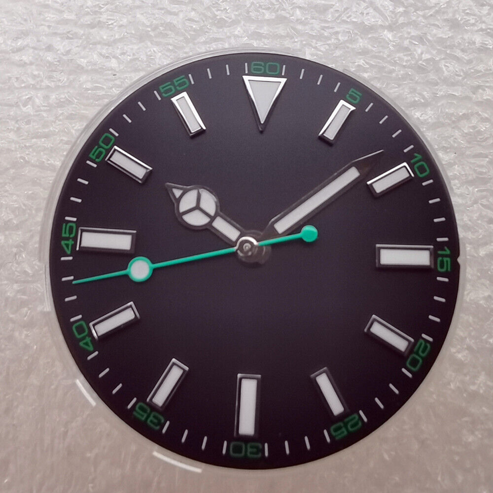 Cadran de montre 29 mm vert lumineux adapté au mouvement NH35 NH36, trotteuse verte