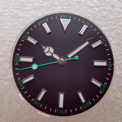 Cadran de montre 29 mm vert lumineux adapté au mouvement NH35 NH36, trotteuse verte