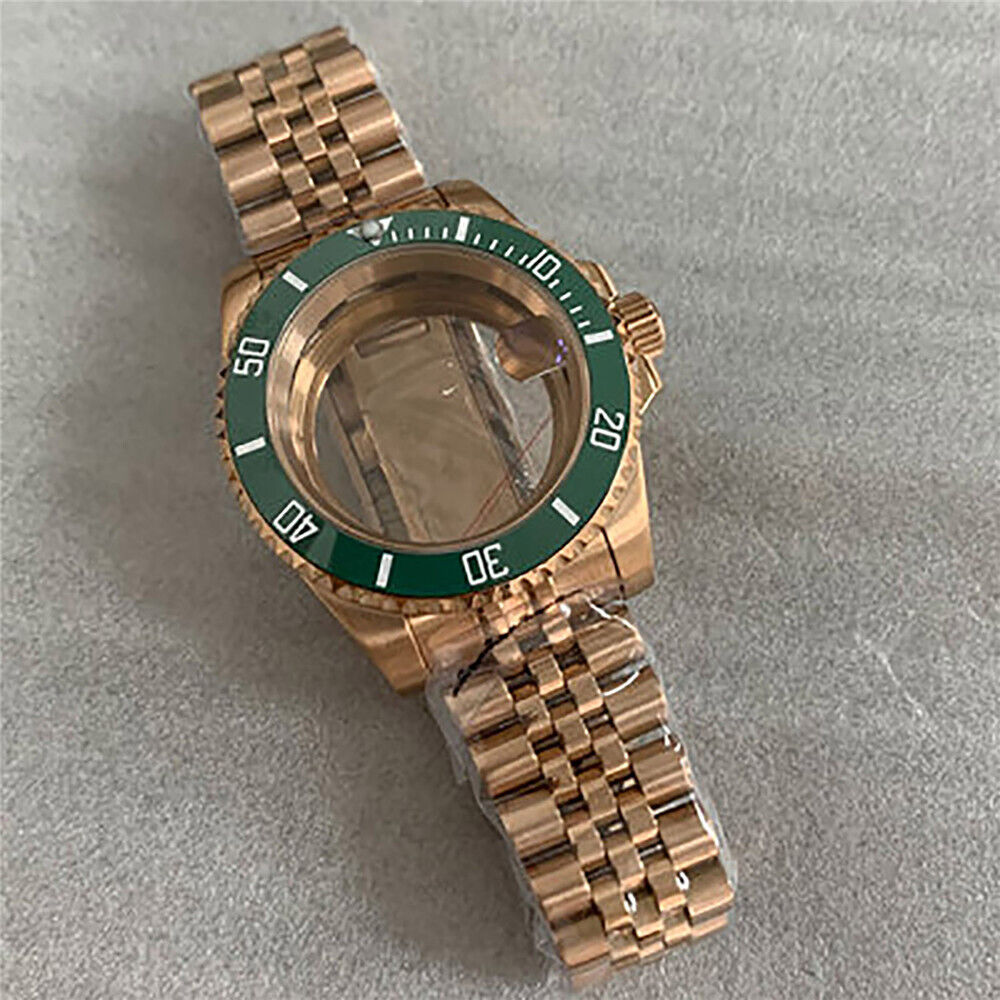 Boîtier de montre doré 40 mm, bracelet pour mouvement NH35/36, verre saphir modifié 
