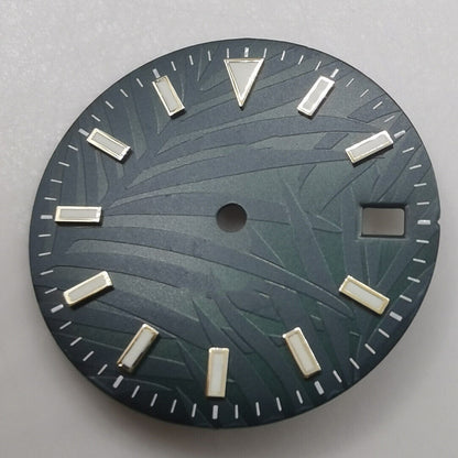 29mm Watch Dial Green Luminous Suitable for NH35 Movement With Leaf Background