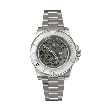 NH70 Caja de reloj de acero inoxidable de 40mm Cristal de zafiro Esfera hueca Manecillas luminosas