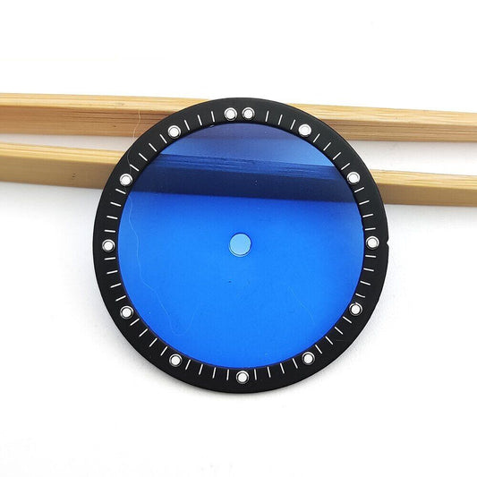 Green luminous transparent watch dial with NH movement compatibility, perfect for custom watch builds.