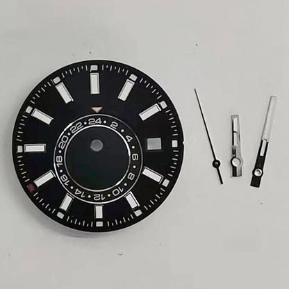 Blue luminous 30.6MM watch dial with hands, fits 2813 Miyota 8215 movements.