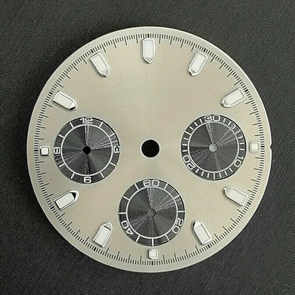 29MM green luminous watch dial for VK63 movement, enhancing visibility and style with precision design.