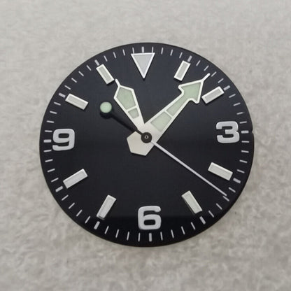 Cadran de montre 29 mm avec éclairage vert pour mouvement NH35/NH36, style 369