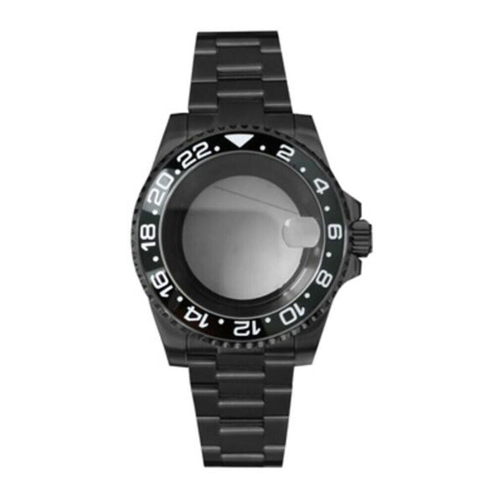 Boîtier et bracelet de montre Sub PVD noir 40 mm, verre saphir, étanche 5 ATM, pour NH35/NH36 