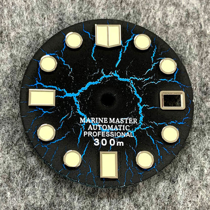 28.5mm Crackle Watch Dial C3 Enhanced Luminous Suitable for NH35 Movement