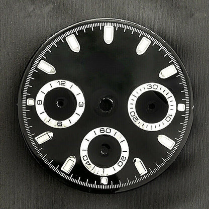29MM green luminous watch dial for VK63 movement, featuring bright visibility and precise design.