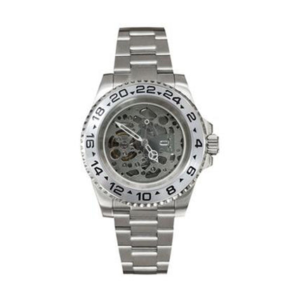 NH70 Caja de reloj de acero inoxidable de 40mm Cristal de zafiro Esfera hueca Manecillas luminosas