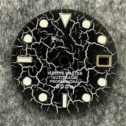 Cadran de montre craquelé de 28,5 mm, lumineux et normal, compatible avec le mouvement NH35