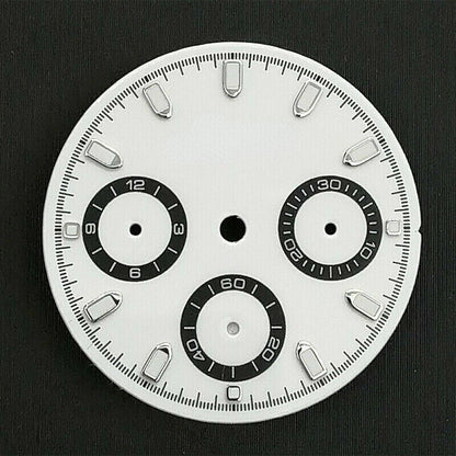 29MM green luminous watch dial for VK63 movement, featuring glow-in-the-dark markers and sleek design.