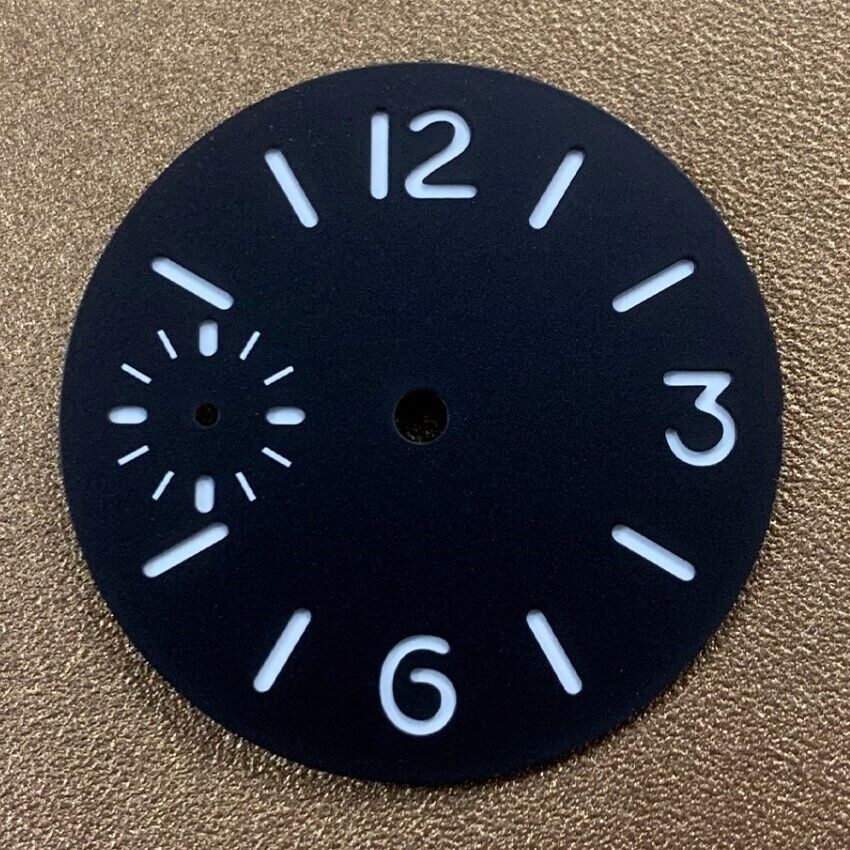 Cadran de montre lumineux vert de 34,5 mm, compatible avec le mouvement <tc>ETA</tc> 6497/6498, sans logo