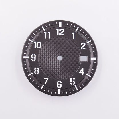 Cadran de montre lumineux vert de 34,50 mm, compatible avec les mouvements NH35, NH35A, NH36 et NH36A