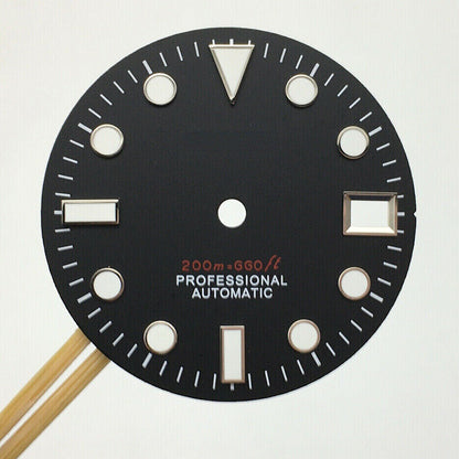 28.5mm Watch Dial Luminous NH35 Movement Watch Parts Replacement Orange/White