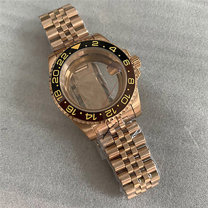Boîtier de montre doré 40 mm, bracelet pour mouvement NH35/36, verre saphir modifié 