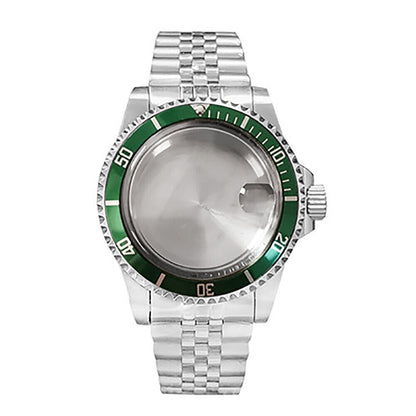 39.5MM stainless steel watch case with strap for NH35/NH36, durable and stylish watch accessory.
