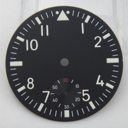 Montre pilote noire de 38,9 mm, cadran vert lumineux, compatible avec le mouvement <tc>ETA</tc> 6498