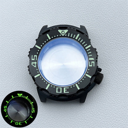 1. Stainless steel NH35 watch case with strap, durable design.