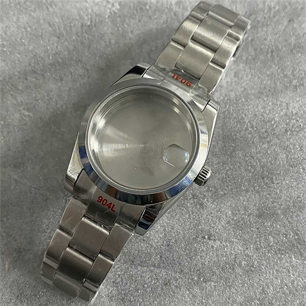 Stainless steel Sapphire Glass watch case and strap for NH35/36/4R movement by Watch Case+Strap.