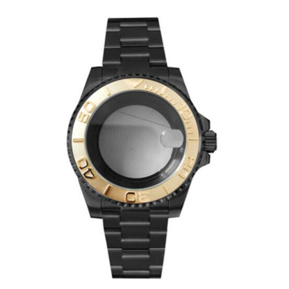 Boîtier et bracelet de montre Sub PVD noir 40 mm, verre saphir, étanche 5 ATM, pour NH35/NH36 
