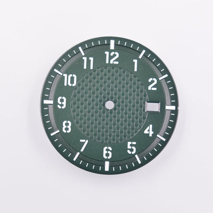 Cadran de montre lumineux vert de 34,50 mm, compatible avec les mouvements NH35, NH35A, NH36 et NH36A