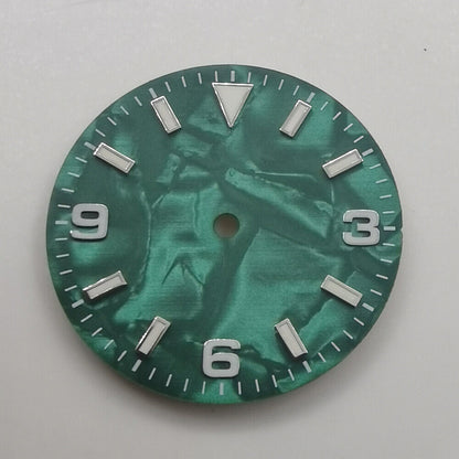 Montre à cadran vert lumineux en coquillage naturel de 29 mm, compatible avec le mouvement NH35 B-2