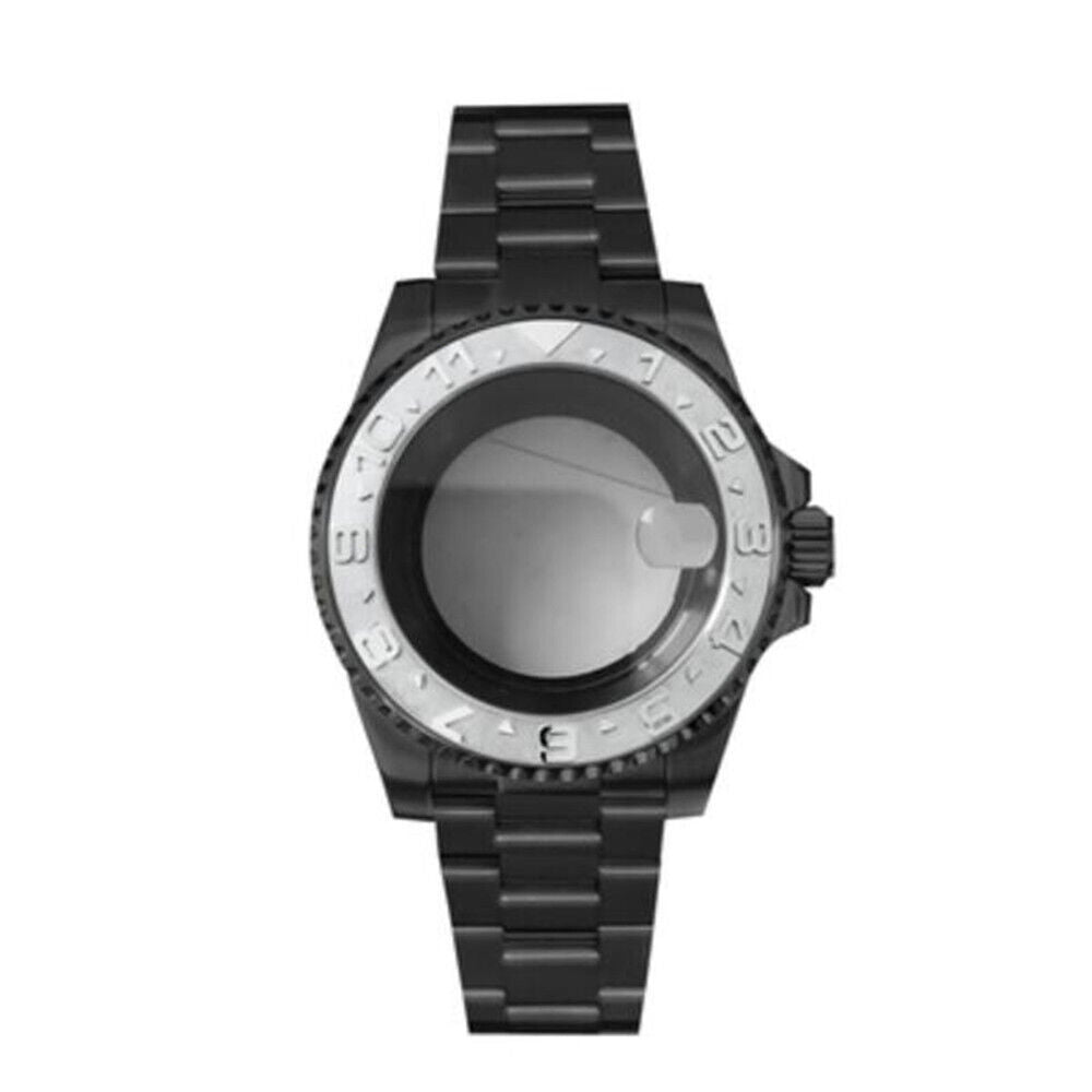 Boîtier et bracelet de montre Sub PVD noir 40 mm, verre saphir, étanche 5 ATM, pour NH35/NH36 