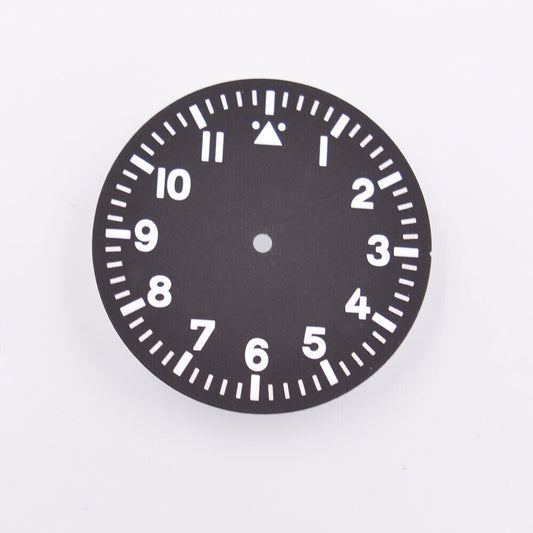 Green lume black watch dial for MYT 8205 8215 821A DG2813 movement, 35.50mm, precise fit.
