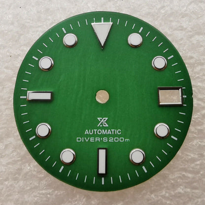 28.50mm green lume shell watch dial, compatible with NH35/NH36 movement for stylish repairs