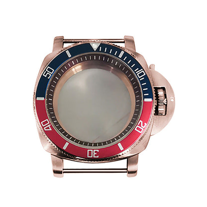 Caja de reloj de acero PVD rosa dorado con espejo mineral de 42MM para NH35/NH36/4R/7S