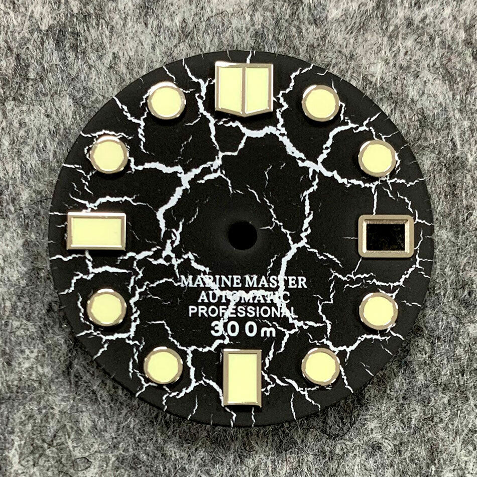 28.5mm Crackle Watch Dial C3 Enhanced Luminous Suitable for NH35 Movement