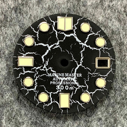 28.5mm Crackle Watch Dial C3 Enhanced Luminous Suitable for NH35 Movement
