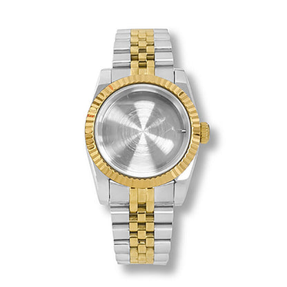 36mm stainless steel watch case with strap, compatible with NH35/NH36 movement models.