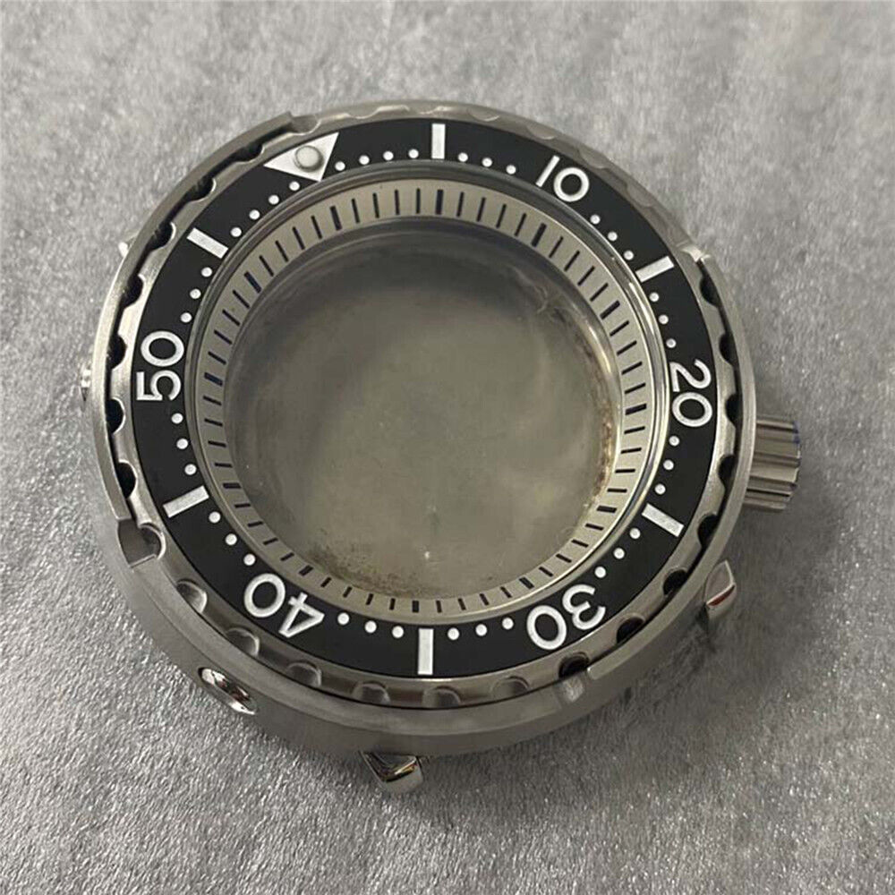 45MM stainless steel watch case with mineral glass and inner ring, compatible with NH35/NH36 movements.