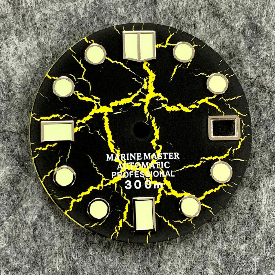 28.5mm Crackle Watch Dial C3 Enhanced Luminous Suitable for NH35 Movement