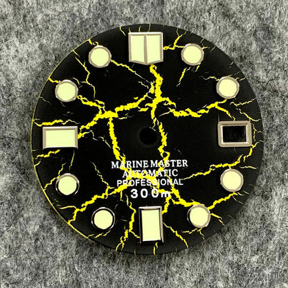 28.5mm Crackle Watch Dial C3 Enhanced Luminous Suitable for NH35 Movement