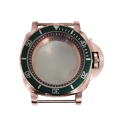 Caja de reloj de acero PVD rosa dorado con espejo mineral de 42MM para NH35/NH36/4R/7S