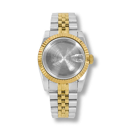 36mm stainless steel watch case with strap, compatible with NH35/NH36 movement models.