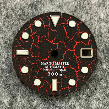Cadran de montre craquelé de 28,5 mm, lumineux et normal, compatible avec le mouvement NH35