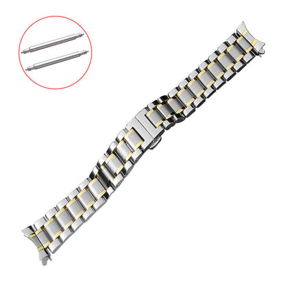Curved End Steel Watch Band 12-24mm Watch Strap Butterfly Bracelet Belt